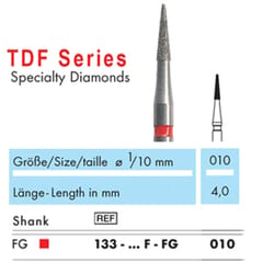 NTI Diamond Bur FG TDF Specialty Diamonds 133 010 Fine - Pack 5