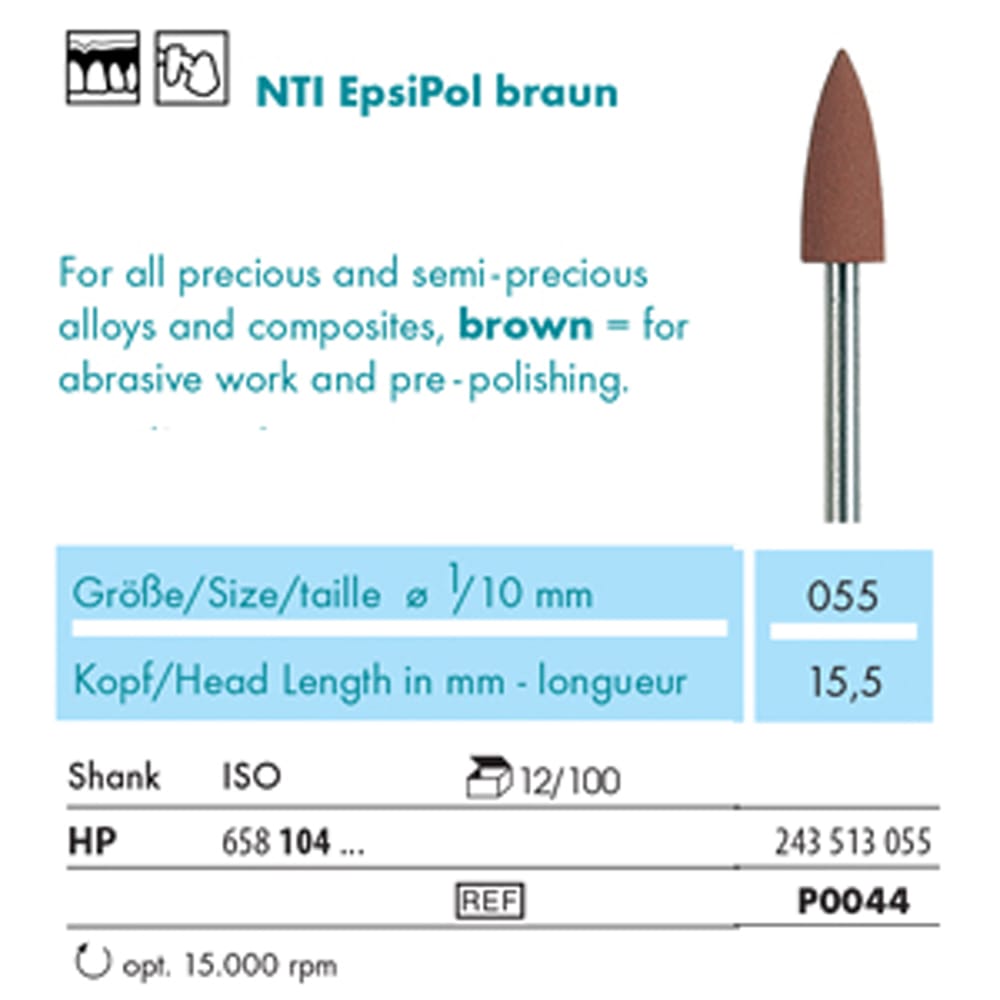 NTI EpsiPol Precious Alloy Pre-Polisher Brown HP P0044 243 055 - Pack 12