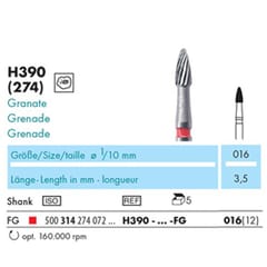 NTI Carbide Bur FG Finishing Grenade H390 016 Fine, 274 - Pack 5 *WSL