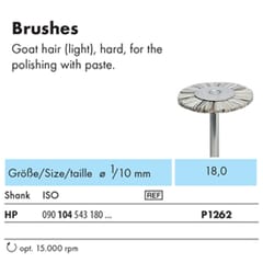 NTI Bristle Brush HP Goat Hair Hard Wheel 18mm P1262 - Pack 12