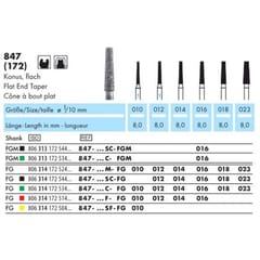NTI Diamond Bur FG Flat End Taper 847 - Pack 5