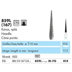 NTI Diamond Bur FG Needle Long 859L - Pack 5