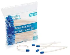 EVERYDAY ESSENTIALS SALIVA EJECTORS CLEAR WITH BLUE TIP - 100 Pack