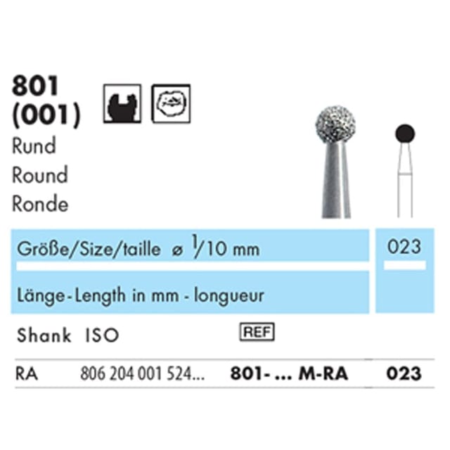 NTI Diamond Bur RA Round 801 - Pack 5