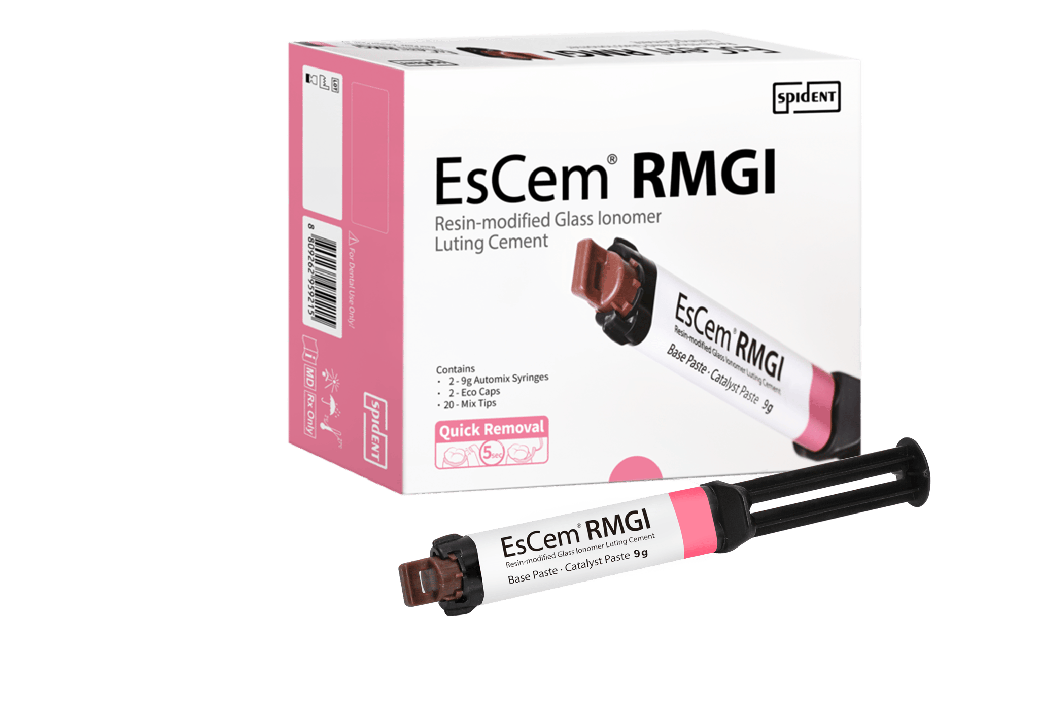 EsCem RMGI Resin-Modified Glass Ionomer Luting Cement A2 Universal - 9g x 2 Syringe plus Mixing Tips