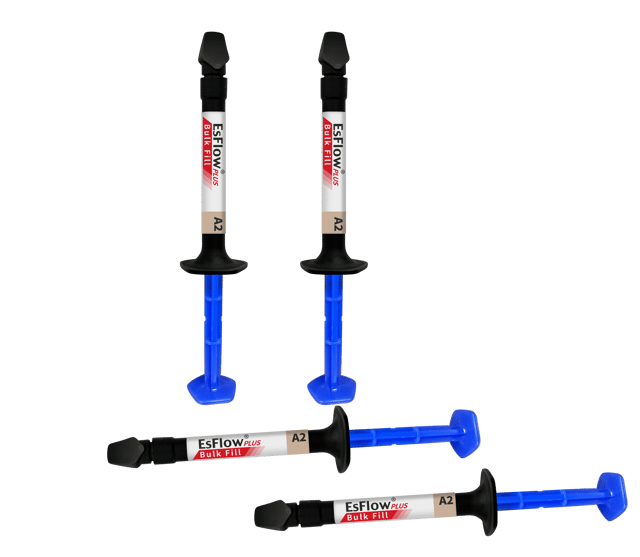 EsFlow® PLUS Bulk Fill - Light-Cured Flowable Composite Resin MV A2 - 2x 2.5g  Syringes