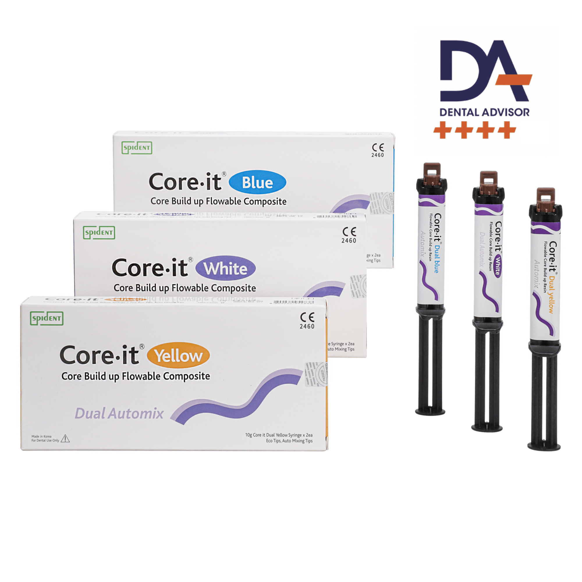 Core it Dual Flowable Dual Cured Core Build-up Auto Syringe Resin - 10g x 2 Syringes