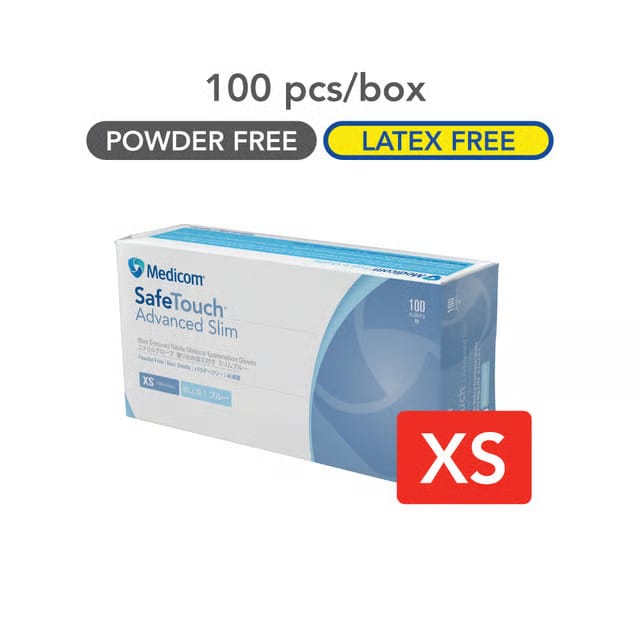 SafeTouch Advanced Slim Blue Nitrile Gloves Powder Free - Box 100