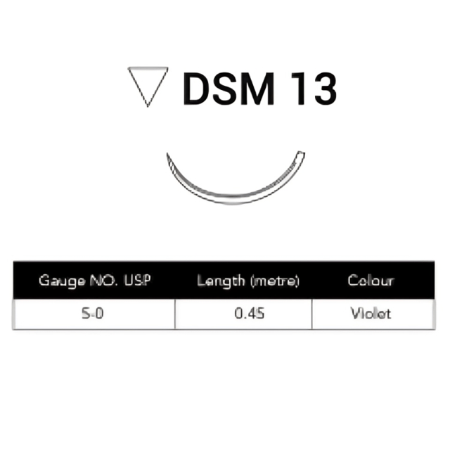 Glycolon Sutures 5/0 13mm 3/8 Circ R/Cut Violet 45cm DSM13 - Box 24