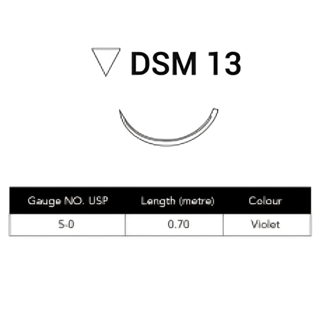 Glycolon Sutures 5/0 13mm 3/8 Circ R/Cut Violet 70cm DSM13 - Box 24