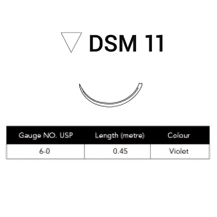Glycolon Sutures 6/0 11mm 3/8 Circ R/Cut Violet 45cm DSM11 - Box 24