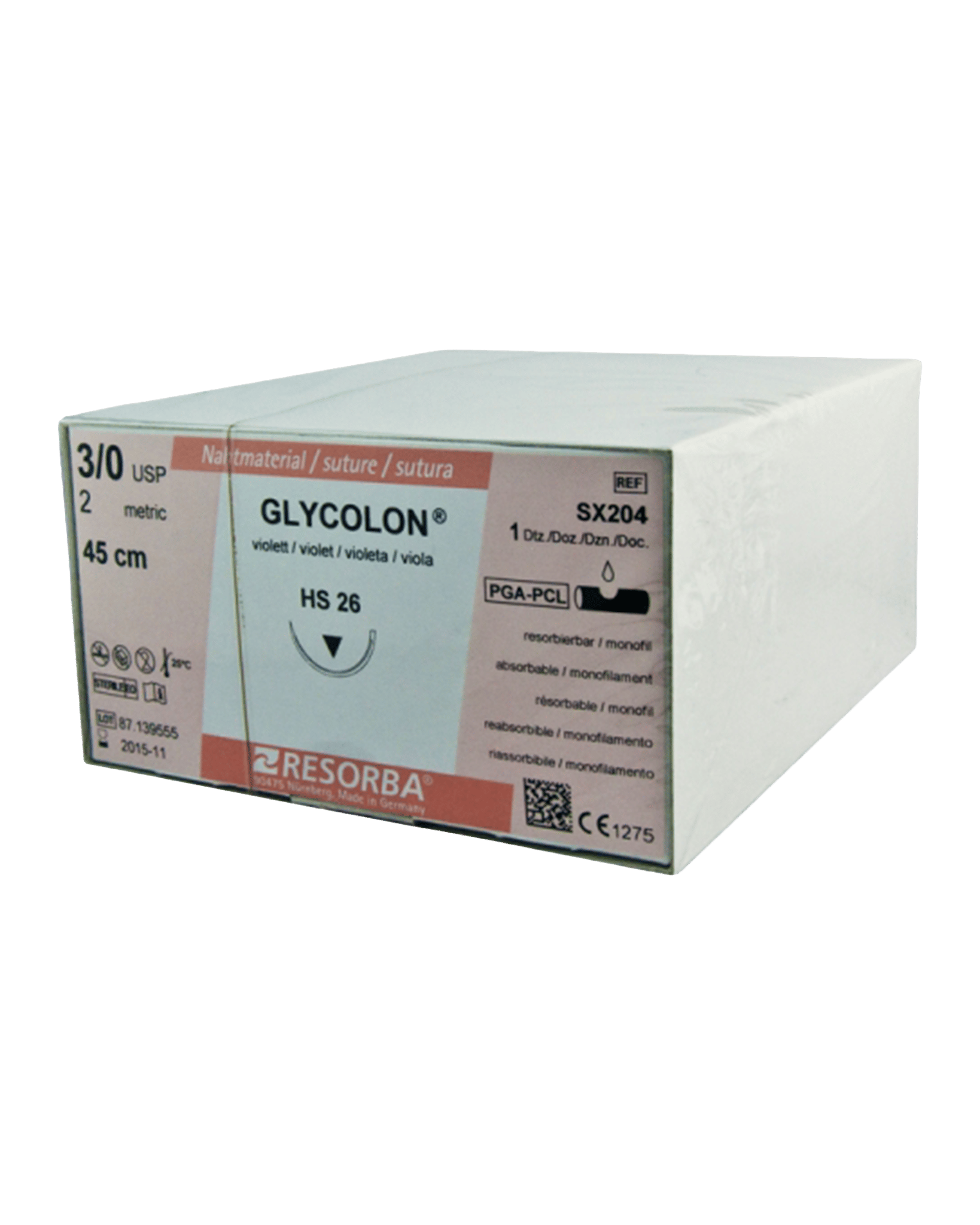 Glycolon Sutures 3/0 26mm 1/2 Circ R/Cut Violet 45cm HS26 - Box 12