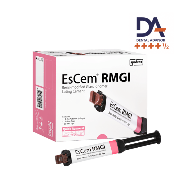 EsCem RMGI Resin-Modified Glass Ionomer Luting Cement A2 Universal - 9g x 2 Syringe plus Mixing Tips
